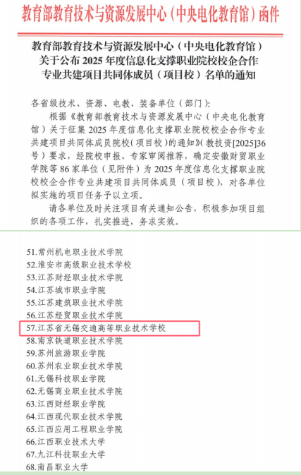 学院项目入选教育部2025年度信息化支撑职业院校校企合作专业共建项目共同体